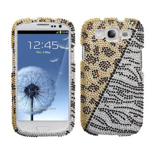 Premium Samsung Galaxy S III/ S3 Zebra Leopard Rhinestone Case