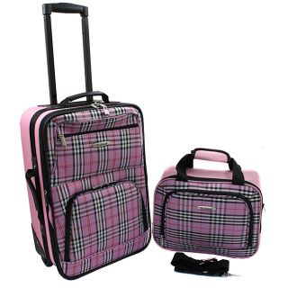 Rockland Black Cross 2 Piece Lightweight Carry On Luggage Set MSRP $