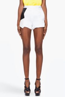 Mandy Coon White Silk Melt Shorts for women