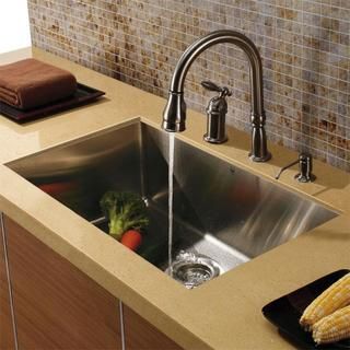 Vigo Undermount Stainless Steel Kitchen Sink, Faucet and Dispenser