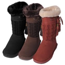 Bearpaw Womens Constantine Suede/Knit Sheepskin lined Boots