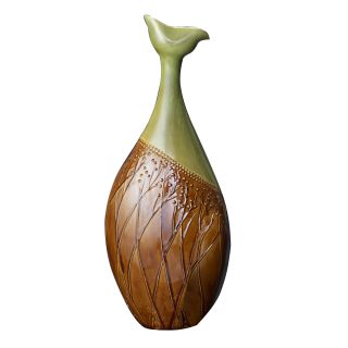 Tall Green/ Brown Branch Vase