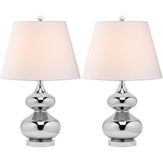 Eva Double Gourd Glass Silver 1 light Table Lamps (Set of 2