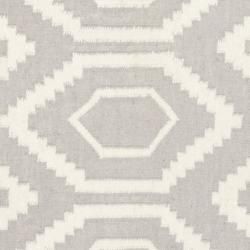 Moroccan Dhurrie Grey/ Ivory Wool Rug (8 Square)