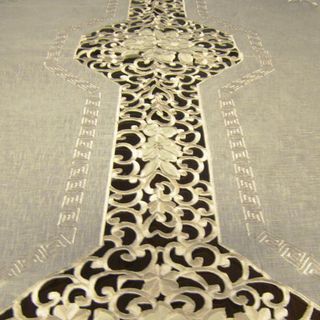 Roman Two tone Embroidered 72x126 inch Formal Tablecloth