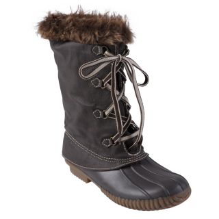 Big Buddha Womens Rest Fur Trimmed Faux Leather Lace up Boots Today