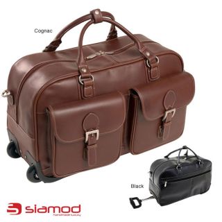 Siamod Discovolo 21 inch Leather Single Handle Wheeled Duffel Bag