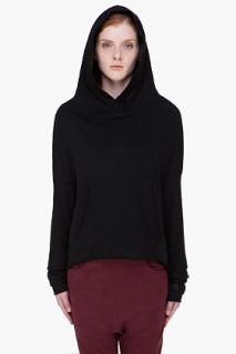 Y 3 Black Raw Cropped Hoodie for women