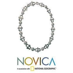 Sterling Silver Aztec Royalty Chain Necklace (Mexico)