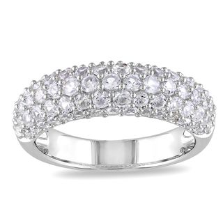 Miadora Sterling Silver White Sapphire Ring