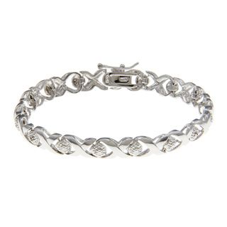 Sterling Silver X and O Diamond Accent Bracelet
