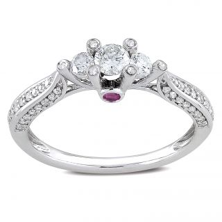 Miadora 14k White Gold 1/2ct TDW Diamond and Pink Sapphire Ring (H I