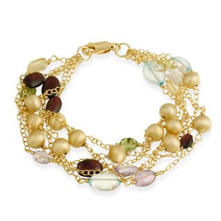 Glitzy Rocks 18k Gold Overlay 6 strand Multi gemstone Bracelet Today
