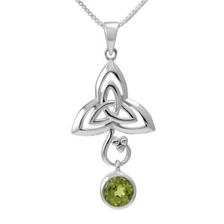 Sterling Silver Round Peridot Celtic Knot w/ 18 inch Chain (Thailand
