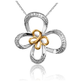 Jessica Simpson Silver and 10K Gold 1/10ct TDW Diamond Butterfly