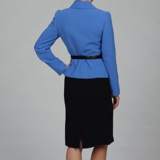 Tahari Womens Blue Element/ Black Skirt Suit