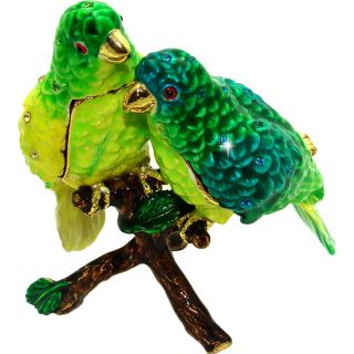 Objet dArt Parakeet Pals Two Birds in a Tree Trinket Box